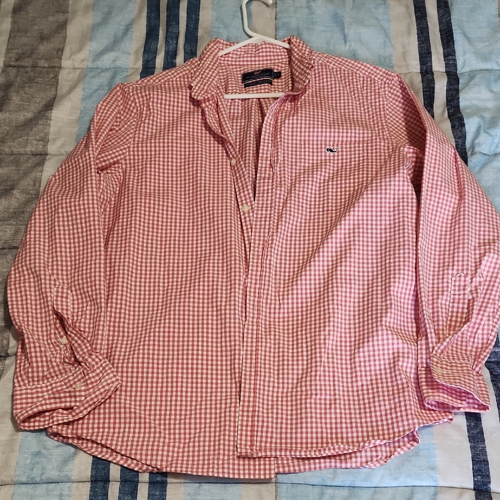 Vineyard Vines Pink Gingham Shirt Large